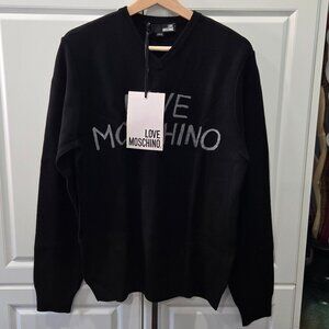 Moschino Logo Printed V-neck Jumper